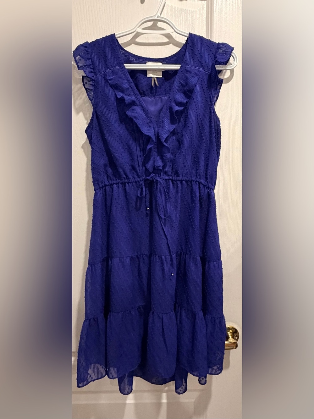 HD in Paris Ruffle-Front Tiered Dress in Royal Blue